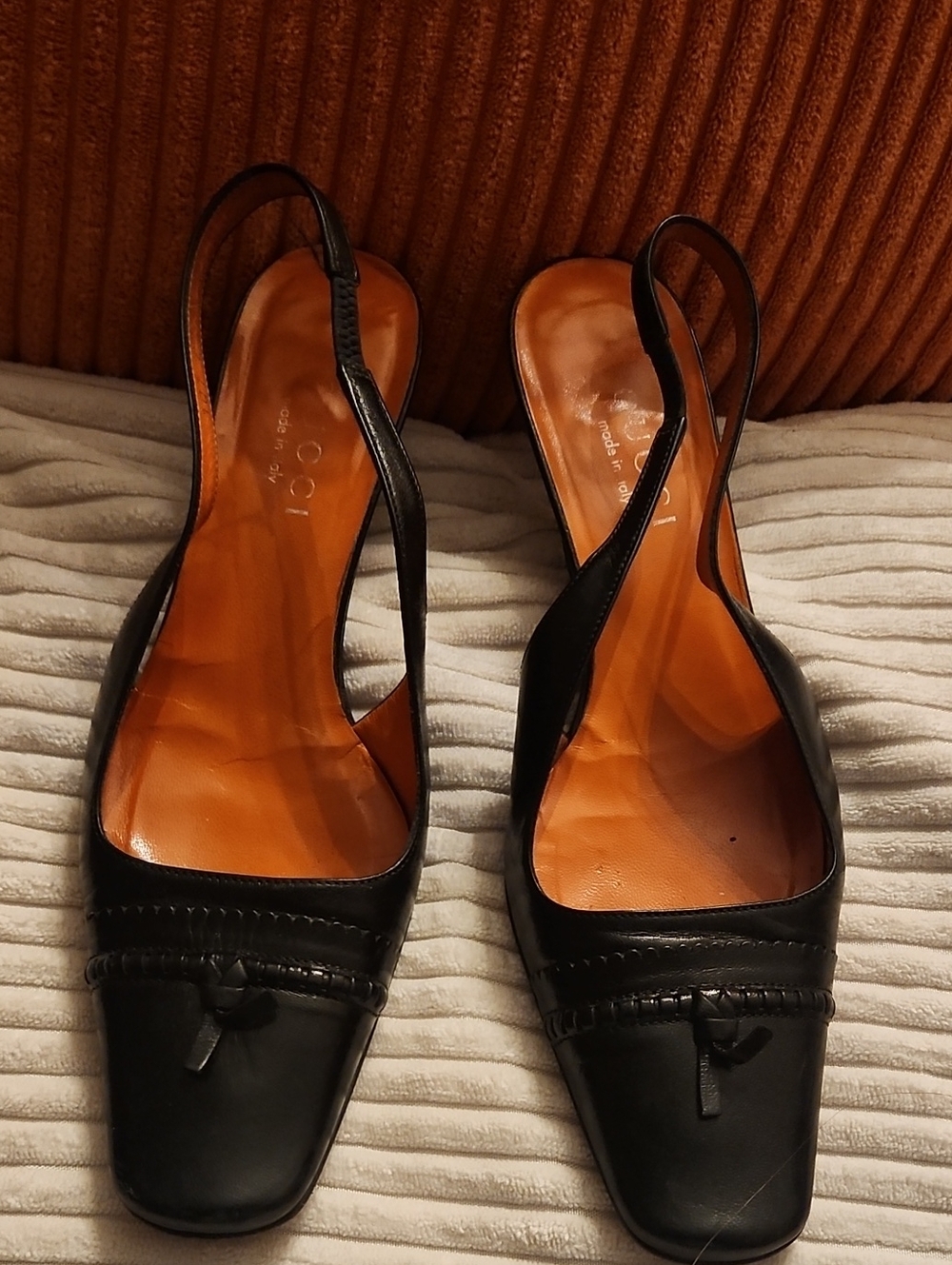 Black Slingback Leather Pumps - Unbranded